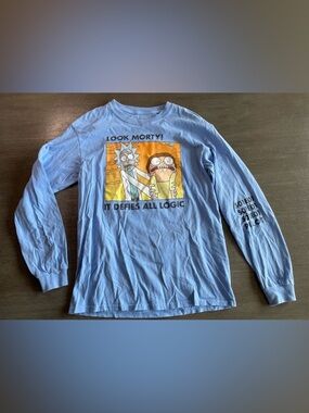 Rick & Morty Adult Swim Long Sleeve Blue Graphic TShirt M